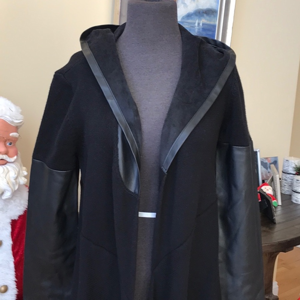Blank NYC fall leather and sweater long jacket
